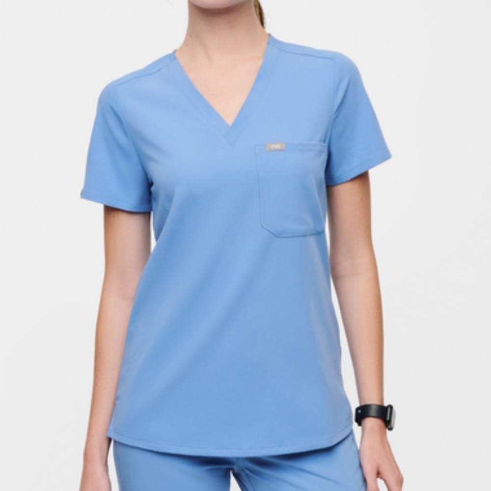 Figs Caterina Scrub Top in color Ceil Blue size Small